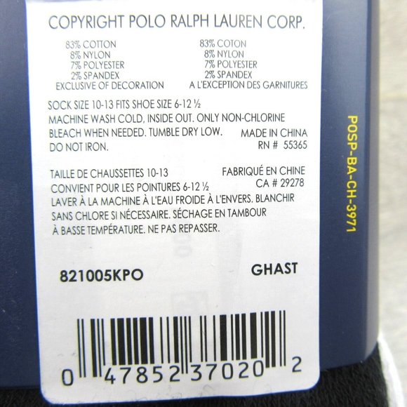 Polo Ralph Lauren Classic Sport Cushioned Crew Socks 6 Pack Mens Size 6-12 NEW - Picture 9 of 9